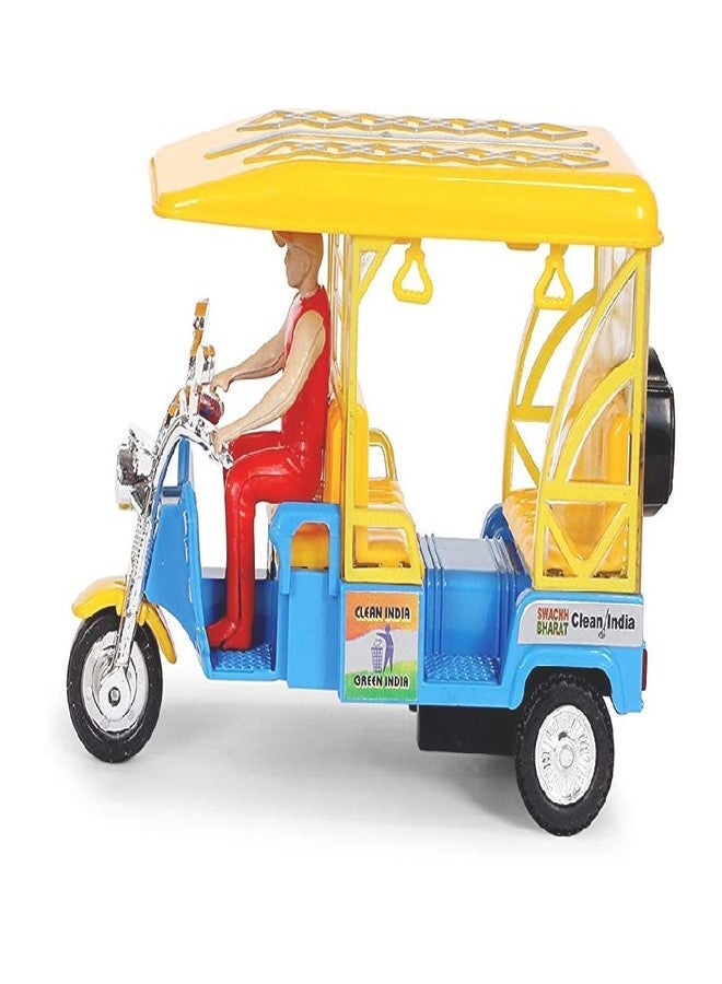 Centy Toys e Rickshaw with Realistic Design 3 Wheels Realistic Tail Lights- Pull Back Action a Quality, Made in India Product Yellow - Image 2
